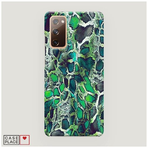 фото Чехол пластиковый samsung galaxy s20 fe зеленая кожа змеи case place