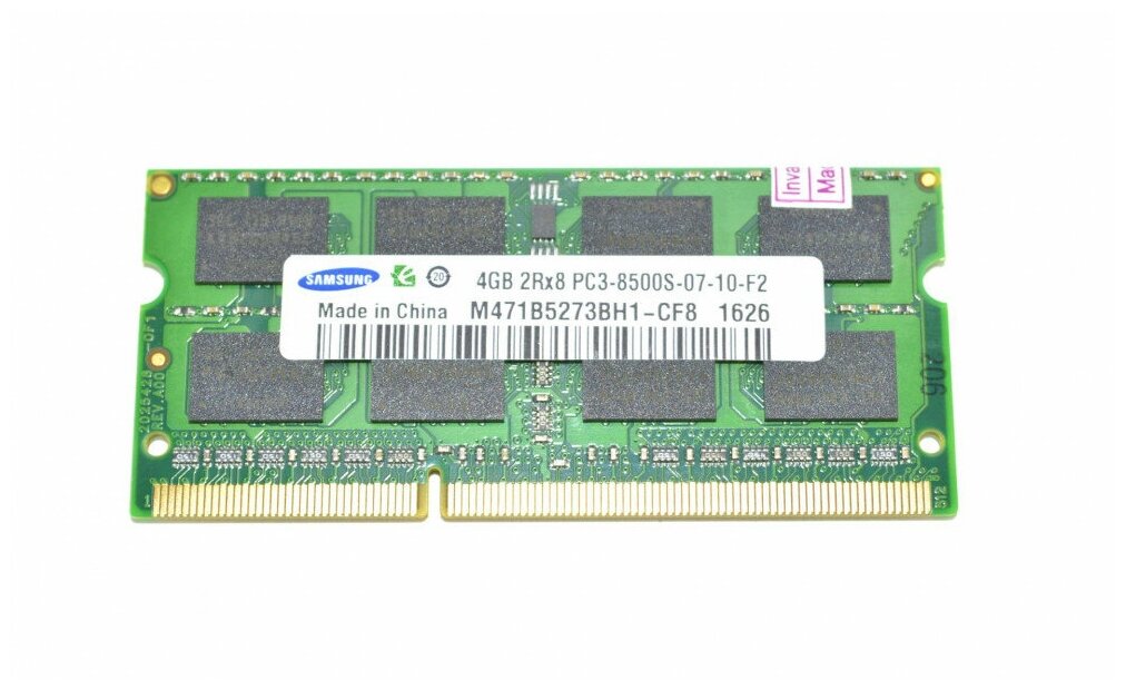 Оперативная память для ноутбука Samsung 4GB DDR3 PC3-8500S 1066MHz SO-DIMM M471B5273BH1-CF8