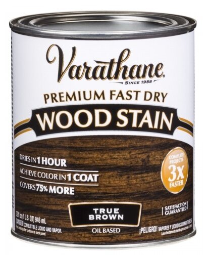 Тонирующее масло Varathane Premium Fast Dry Wood Stain для дерева (Подлинный коричневый,Qts 0,946 л.)