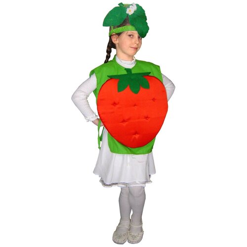 фото Карнавальный костюм для детей волшебный мир клубничка в платье детский, 104-134 см