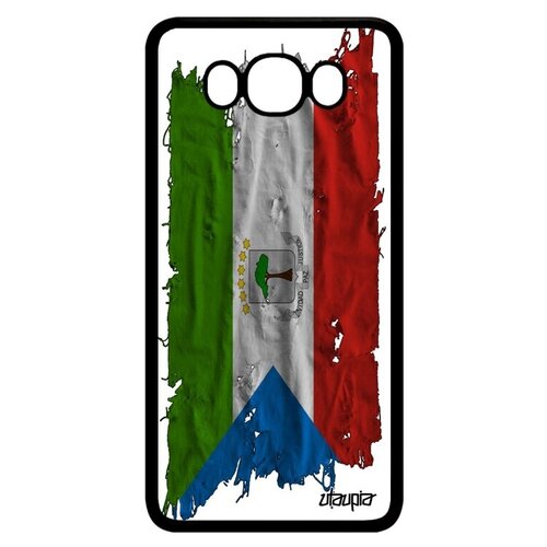 фото Простой чехол для // samsung galaxy j7 2016 // "флаг гвинеи экваториальной на ткани" страна дизайн, utaupia, белый
