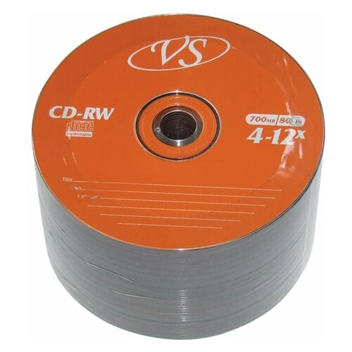 Диски CD-RW VS 700 Mb 4-12x, комплект 50 шт, Bulk, VSCDRWB5001