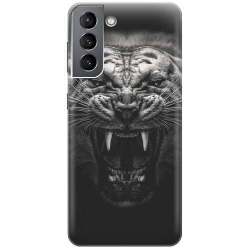 фото Ультратонкий силиконовый чехол-накладка для samsung galaxy s21 с принтом "оскал тигра" gosso