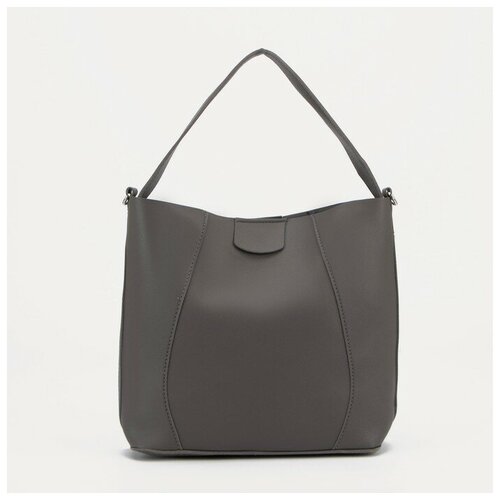 Сумка женская, отдел на клапане, длинный ремень, цвет серый