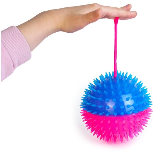 Большой мяч, диаметр 11 см, светящийся с писком, желто-фиолетовый