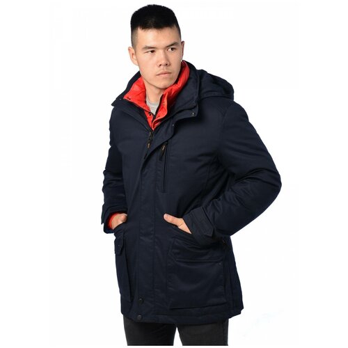 Пуховик Fanfaroni, размер 46, синий куртка timezone демисезон зима удлиненная силуэт прямой капюшон несъемный капюшон карманы подкладка размер xs черный