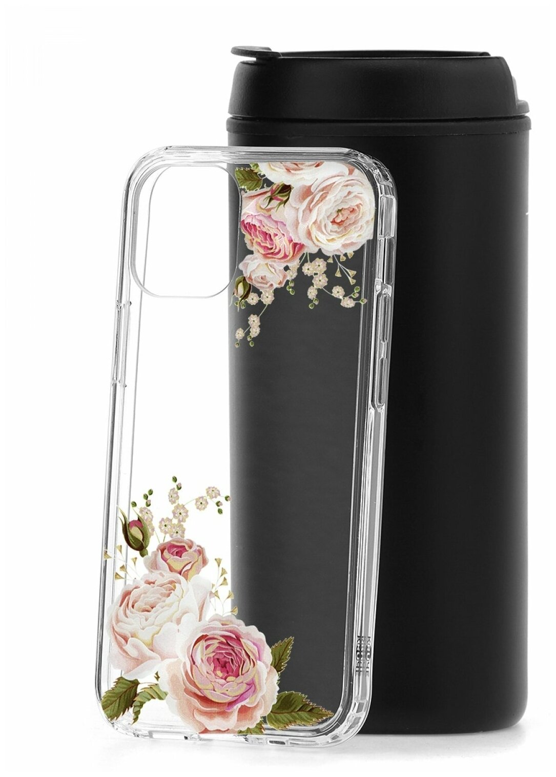 Противоударный чехол для Apple iPhone 12 mini КRUЧЕ Flowers Rose, силиконовый защитный бампер с рисунком, пластиковый кейс, накладка с защитой камеры