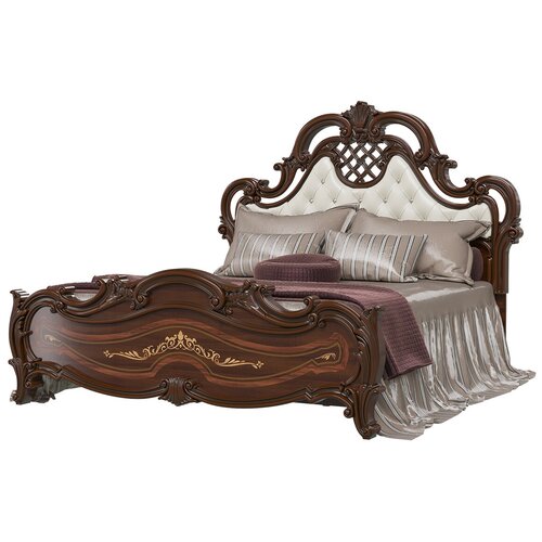 Кровать с мягким изголовьем с основанием Грация 1600 цвет орех тайский