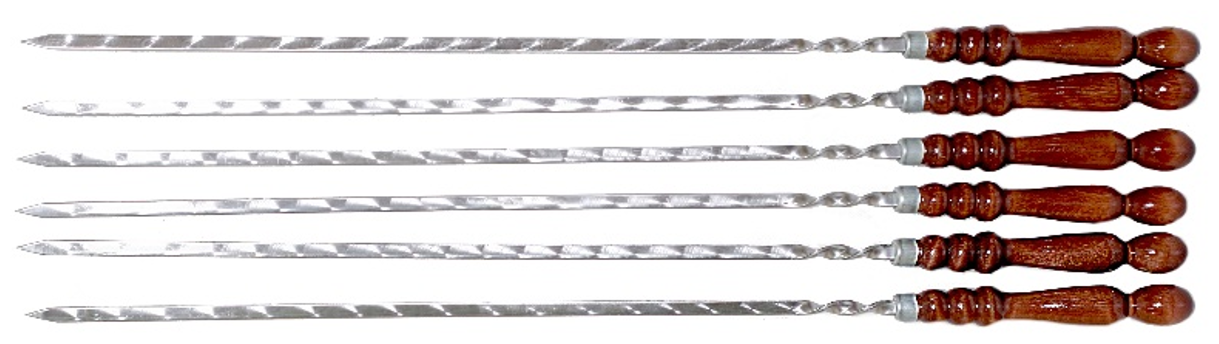 Шампур с деревянной ручкой, металл - 3 мм, ширина - 12 мм, рабочая длина - 40 см - фотография № 1