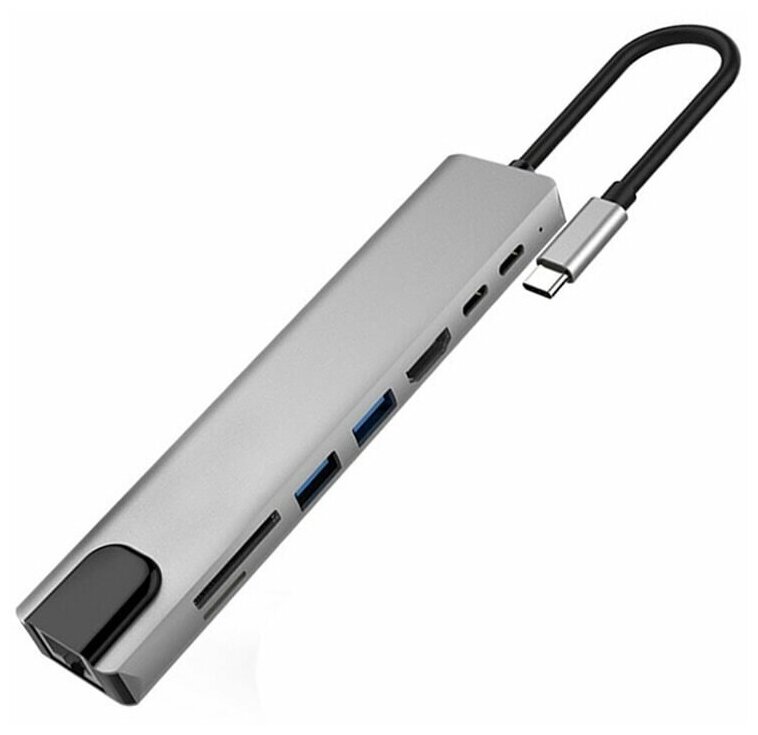 Адаптер-переходник 8 в 1 USB-концентратор Type-C - HDMI Ethernet USB-C USB SD TF для Macbook 199000₽