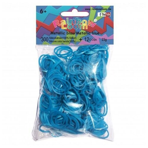 фото Резинки для плетения браслетов rainbow loom силикон металлик голубой metallic blue (b0297)