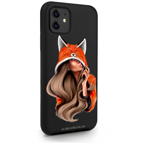 фото Черный силиконовый чехол musthavecase для iphone 11 foxy girl/ лисичка для айфон 11 противоударный