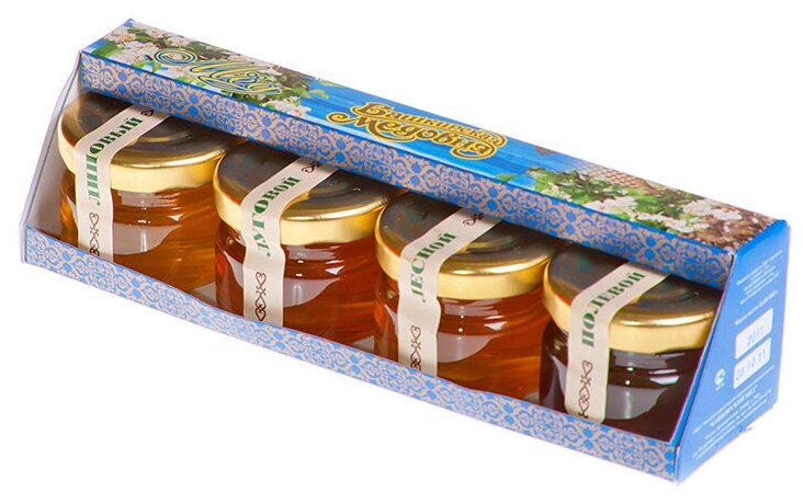 Медовый набор Мёд натуральный Башкирский "Башкирская медовня" 40 грамм х 4 шт