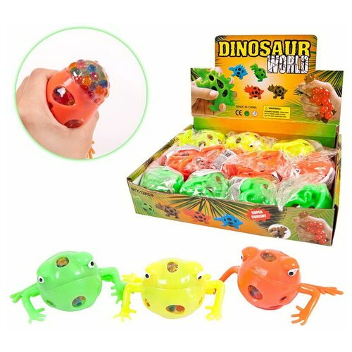 Игрушка-антистресс Junfa Dinosaur World Мялка Лягушка с разноцветными шариками , 12 шт. в дисплее