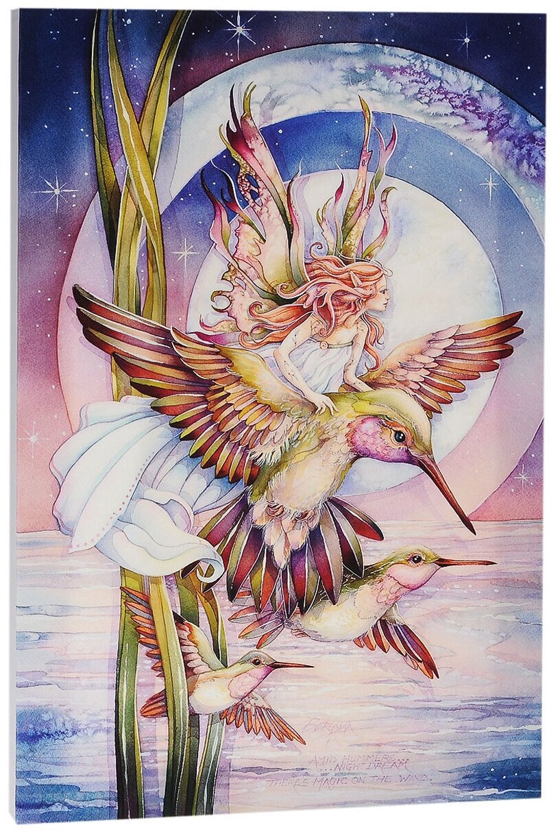 КвикДекор Картина на холсте "Фея колибри", 40 х 60 см