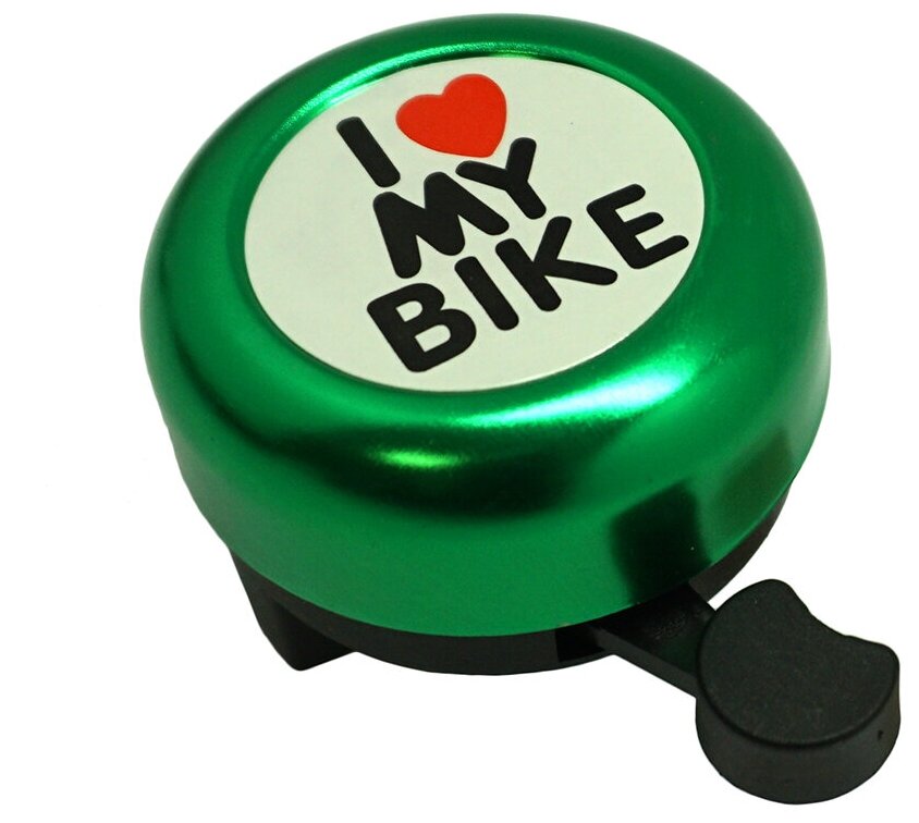Звонок I LOVE MY BIKE зелёный, сталь/пластик арт. NTB18088