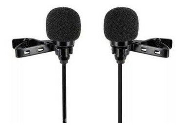 Микрофон CANDC DC-C10DM двойной, петличный, Lightning, черный