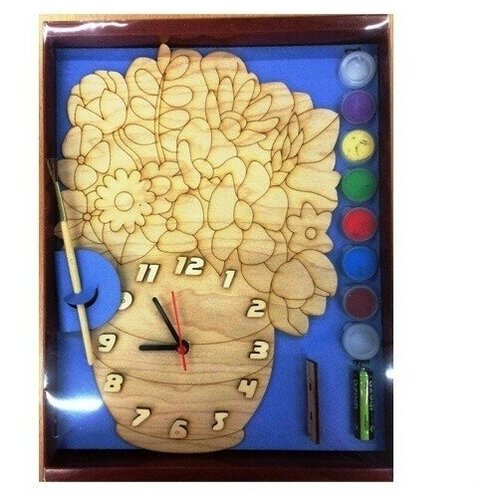 фото Дни часы с циферблатом под роспись'цветы'с красками нескучные игры