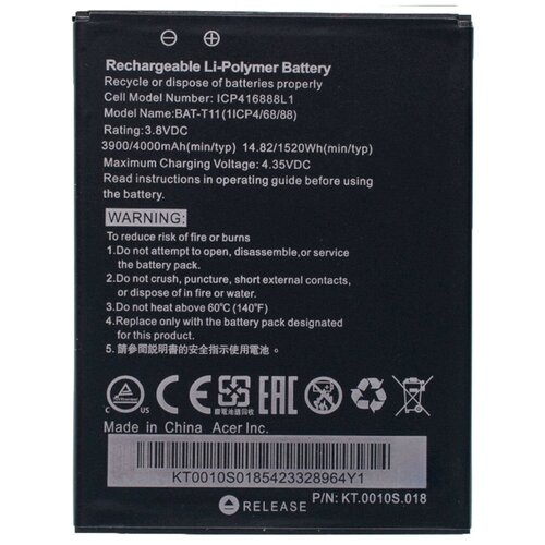 Аккумулятор для Acer Liquid Z630, Acer Liquid Z630S / BAT-T11 new original high quality 4000mah bat t11 icp416888l1 battery for acer liquid t03 t04 z630 z630s mobile phone