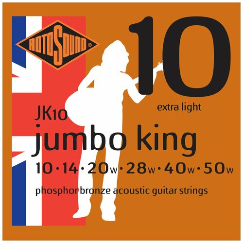 Струны для акустической гитары ROTOSOUND JK10 (10-50) PHOSPHOR BRONZE струны для акустической гитары покрытие фосфорированная бронза 10 50 rotosound sb10 strings phosphor bronze