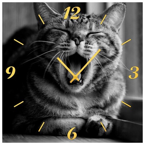 фото Svs настенные часы svs 3001858 зевающий кот