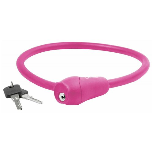 фото Замок 5-231048 вело 12х600мм автоматический силиконовый розовый m-wave