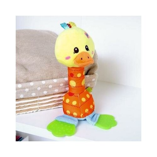 Погремушка мягкая Малыши, с прорезывателем, виды микс, 18 см Крошка Я 2593658 .