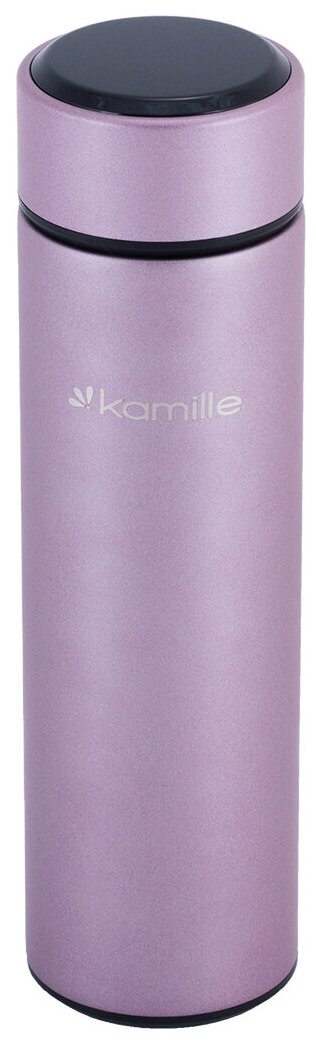Термос Kamille с датчиком температуры воды 400мл. (розовый) - фотография № 2