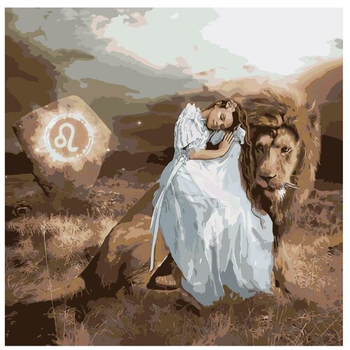 Картина по номерам, Живопись по номерам, 80 x 80, KTMK-lionsign01