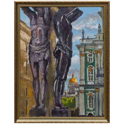 фото Картина маслом "атланты" семячкин русская живопись