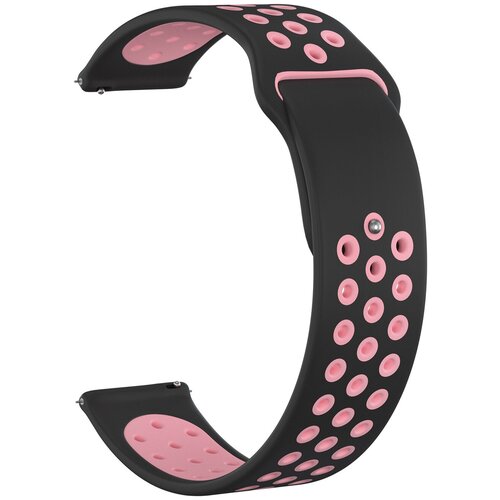 Ремешок силиконовый GSMIN Sport Edition 22 для Ticwatch E2 (Черно-розовый)