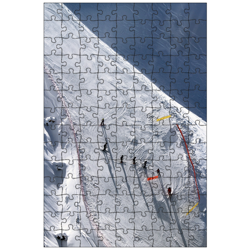 фото Магнитный пазл 27x18см."лед, горные лыжи, лыжник" на холодильник lotsprints