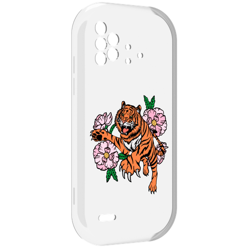 Чехол MyPads тигры-цветочные для UMIDIGI Bison X10 / X10 Pro задняя-панель-накладка-бампер