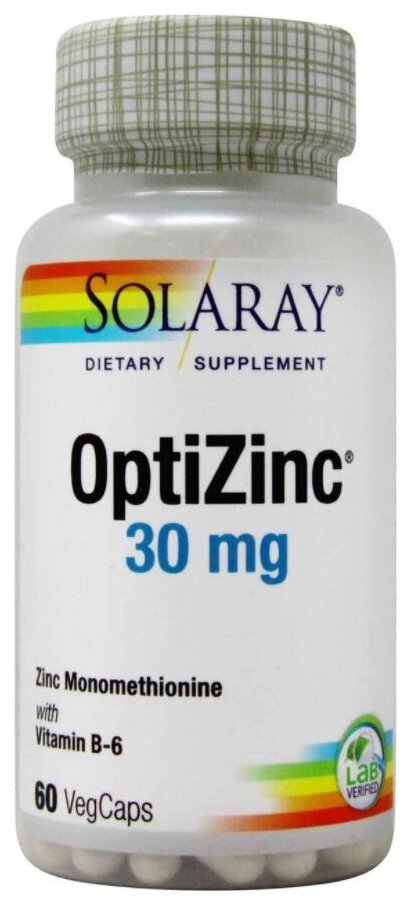 Отдельные минералы Solaray OptiZinc 30 mg (60 веганских капсул)