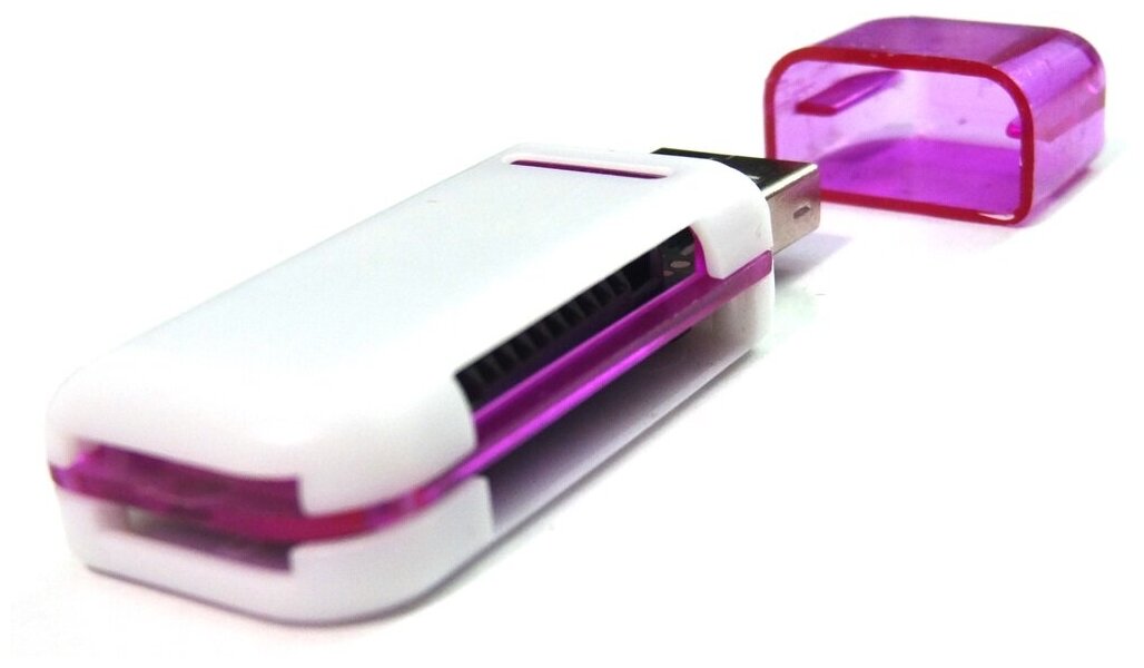 Адаптер USB 2.0 кардридер SD microSD и тд фиолетовый