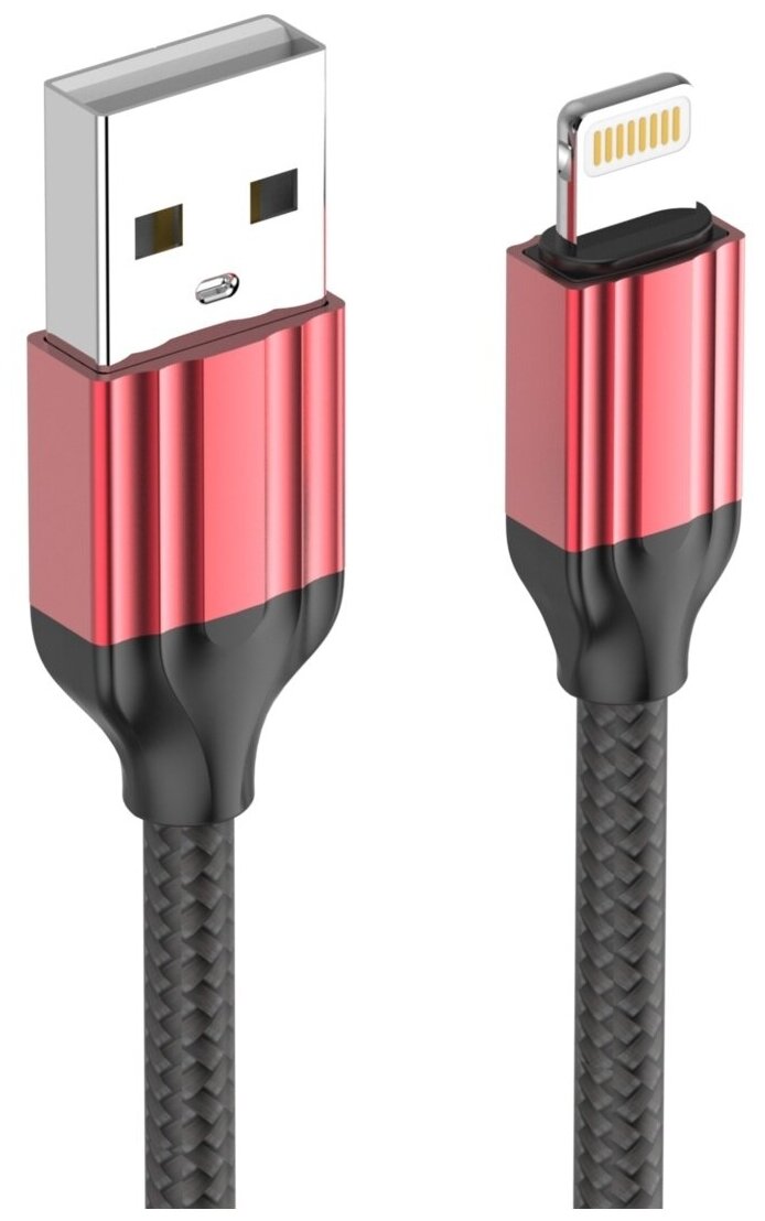 Кабель LDNIO LS431/ USB Lightning/ 1m/ 2.4A/ медь: 86 жил/ Нейлоновая оплетка/ Red