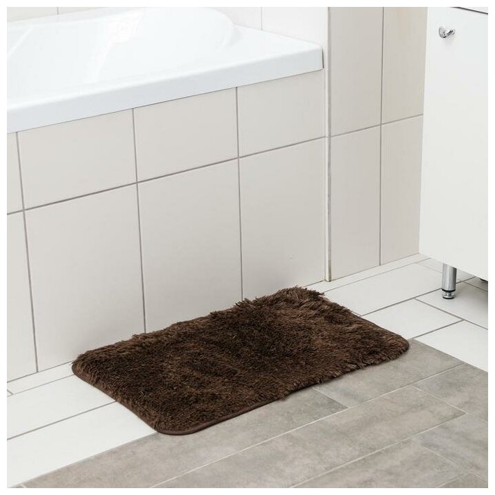 Коврик для ванной Доляна «Мягкий» 40×60 см длина ворса 15 см цвет микс 5058234