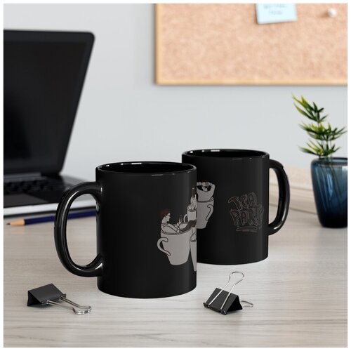 Черная керамическая кружка, 0.33 л., TEA PARTY. TP001B