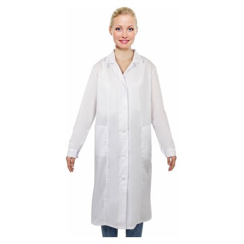 фото Халат медицинский женский белый, тиси, размер 48-50, рост 170-176, плотность ткани 120 г/м2, 610740 no name