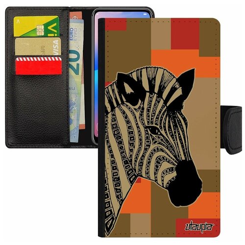 фото Чехол-книжка на смартфон iphone se 2020, "зебра" zebra африка utaupia