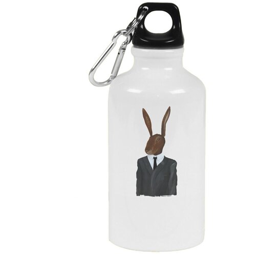 Бутылка с карабином CoolPodarok Кролик в костюме галстук