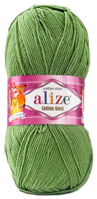 Пряжа Alize Cotton Gold зеленая черепаха (485), 55%хлопок/45%акрил, 330м, 100г, 1шт - фотография № 1