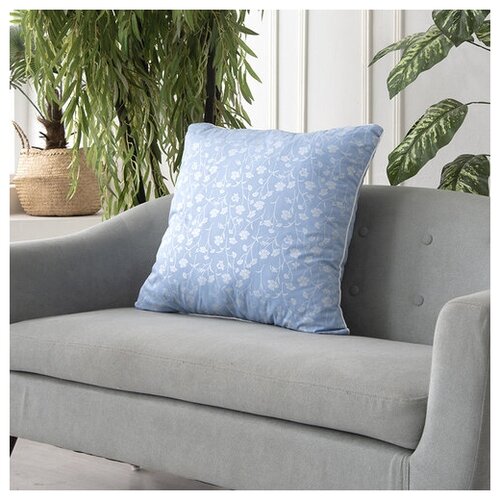 Наперник на молнии, 2 штуки, Голубой в мелкий цветочек П/Э, 70х70, тик