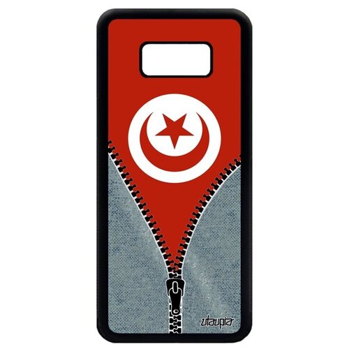 фото Красивый чехол на // samsung galaxy s8 plus // "флаг туниса на молнии" дизайн страна, utaupia, серый