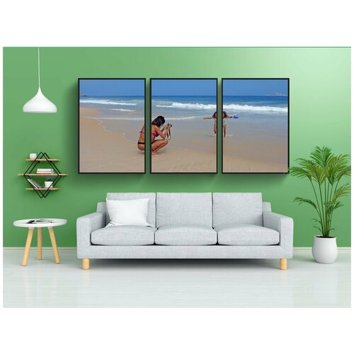 фото Набор модулных постеров для интерьера "мама, мать и дочь, ребенок играющий" 60x90 см. в тубусе, без рамки lotsprints