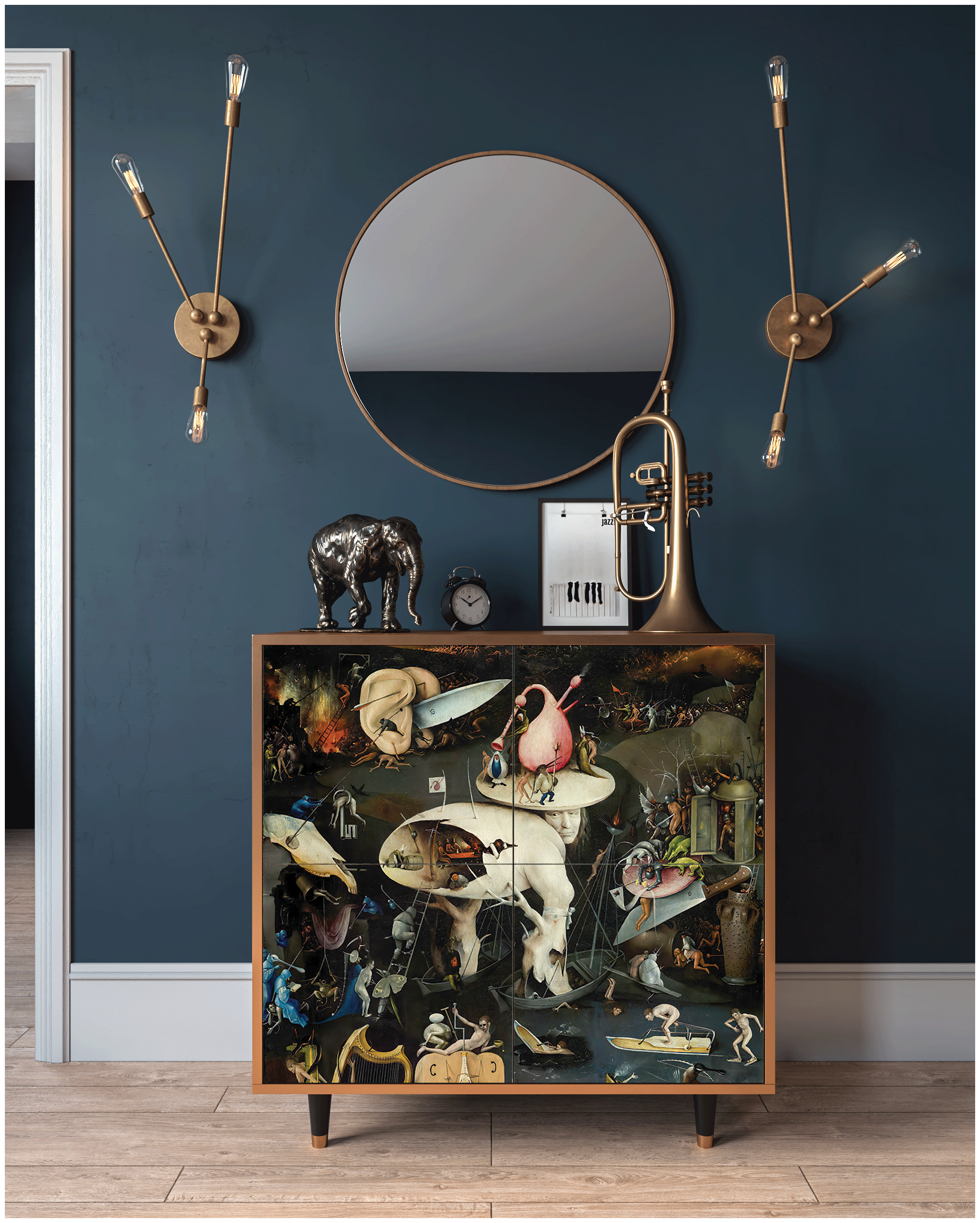 Комод - STORYZ - BS3 The Garden of Earthly Delights by Hieronymus Bosch, 94 x 96 x 48 см, Орех