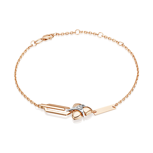 PLATINA jewelry Браслет из комбинированного золота 585 пробы с бриллиантом 05-0730-00-101-1111, размер 16-20