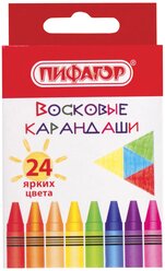 Восковые карандаши для рисования Пифагор Солнышко, Набор 24 цвета