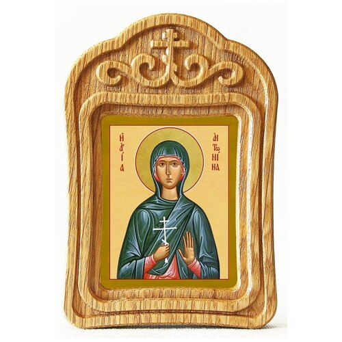 Мученица Антонина Никейская, икона в резной деревянной рамке