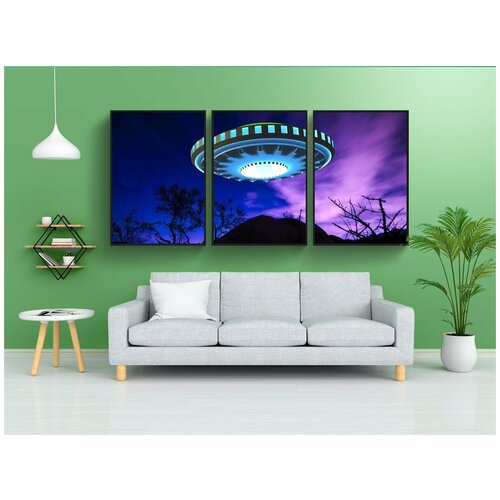 фото Набор модулных постеров для интерьера "нло, внеземной, космический корабль" 60x90 см. в тубусе, без рамки lotsprints